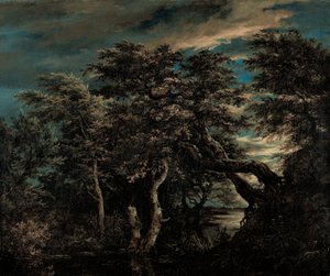 夕暮れ時に森の沼 作： Jacob van Ruisdael